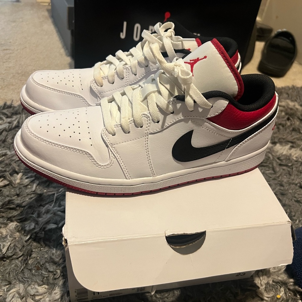 Jordan White and Red Sneakers Iconic Design Men’s 10 / Women’s 11.5